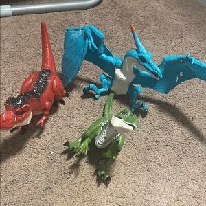 Red, Blue, and Green Dinosaur Toy Set